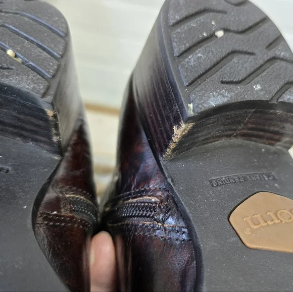 Born Cherry Brown Heeled Knee High Riding Boots Size 8 - Picture 14 of 14